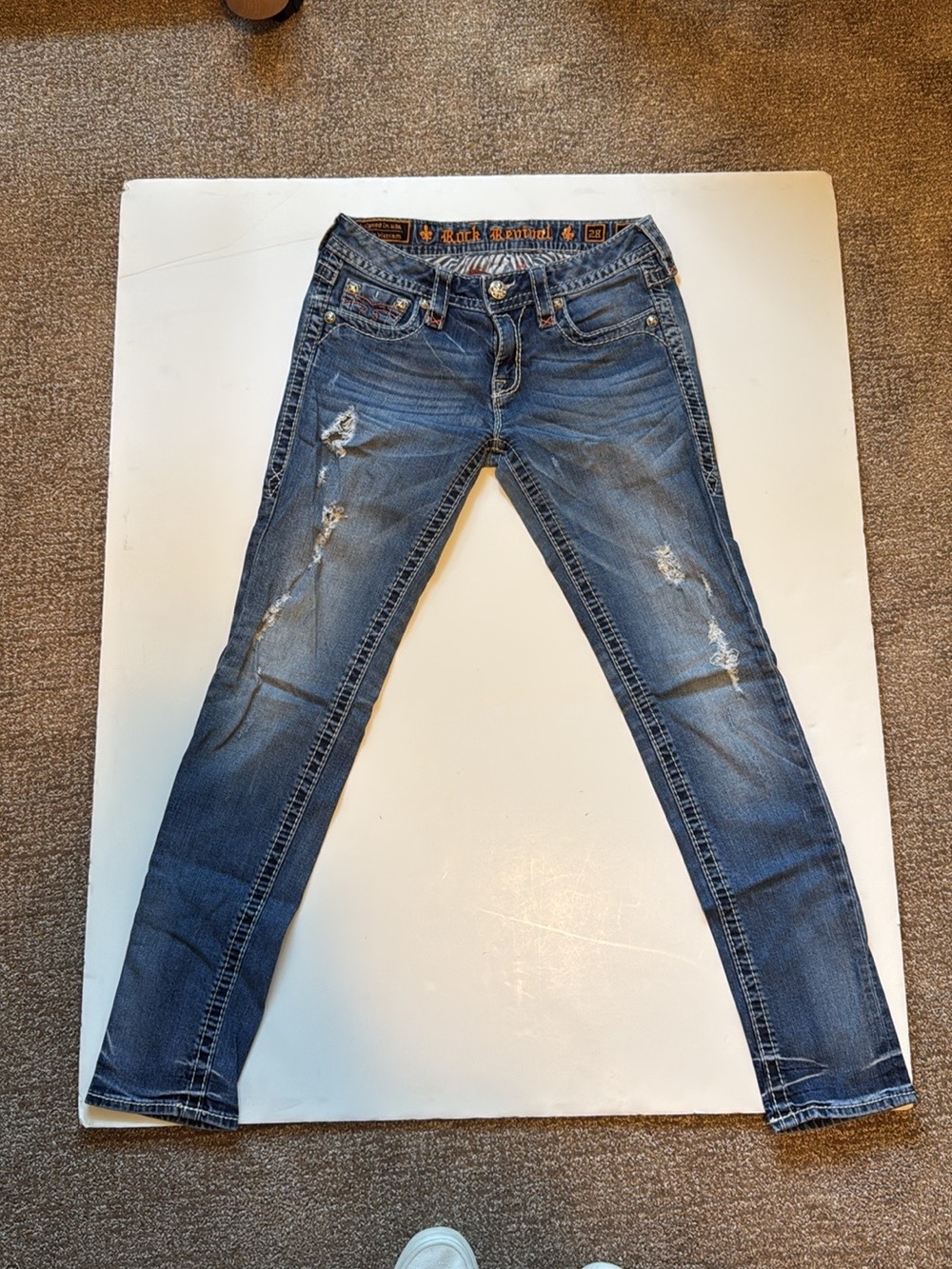 Rock Revival Women's Blue Skinny Distressed Jeans
